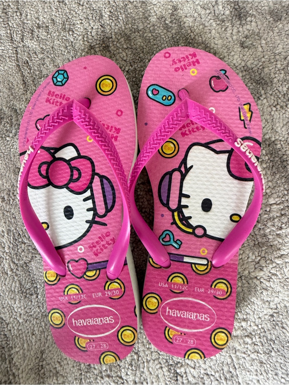 Havaianas Kids Hello Kitty Pink & Yellow Flip Flops